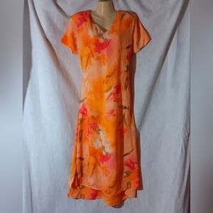 Mint Julep Womens 8 Maxi Dress Vintage Orange Floral Chiffon Flowy Layered